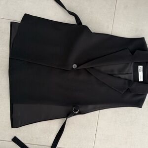 Zara Black Tailored Vest with Side Straps
